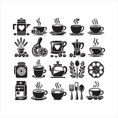 Coffee icon silhouette on white background
