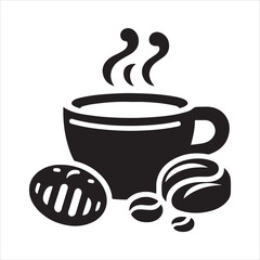 Coffee icon silhouette on white background
