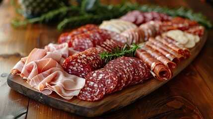 Charcuterie Board with Salami, Prosciutto, and Rosemary