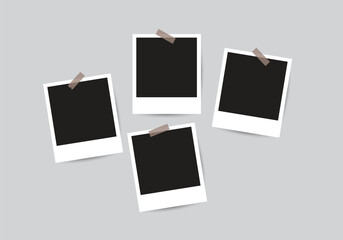 Vector polaroid frames realistic photo templates with shadows