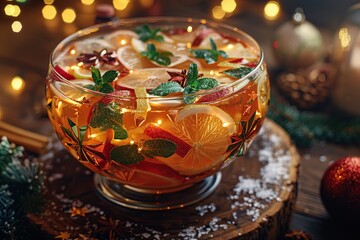 Christmas Punch Bowl with Festive Lights