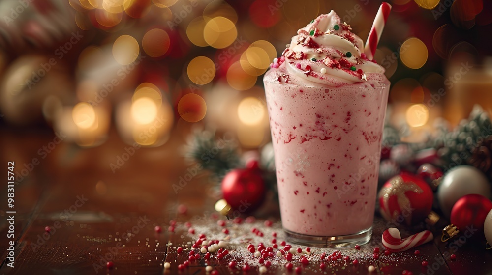 Wall mural christmas peppermint milkshake