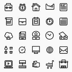 Professional And Minimalist Icons, Business, Line art, flat, 2d, black and white, white background stylize 50