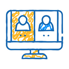 online video conference doodle icon sketch vector. online video conference sign. isolated symbol illustration
