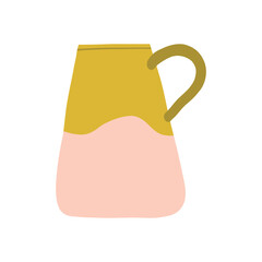 Simple and cozy tea cup illustration in pastel colors with a vintage design. Perfect for cafe, kitchen decor, or cozy morning blog content about tea or coffee.