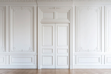 Obraz premium elegant interior space focused on a closed double door 