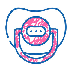 baby nipple with thermometer doodle icon sketch vector. baby nipple with thermometer sign. isolated symbol illustration