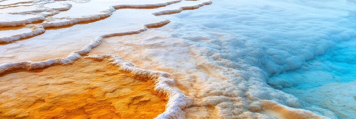 A body of water partially frozen with ice on top and running water along its edge
