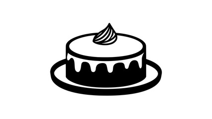 Gluten-free cake with smooth surface on a flat round plate, food illustration vector
