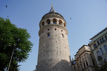 Obraz premium Galata Tower in Beyoglu, Istanbul, Turkiye