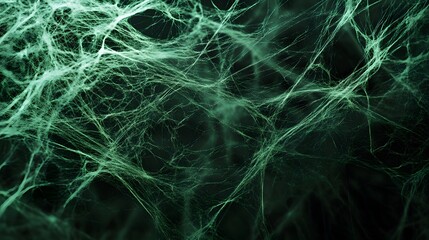 Green Spider Web on Black Background, Abstract Image, Texture, Pattern Background, Wallpaper, Cover and Screen for Smartphone, PC, Laptop, 9:16 and 16:9 Format