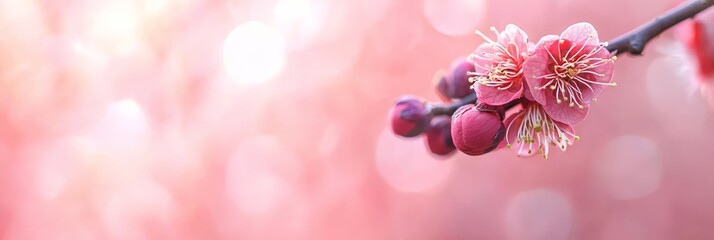 Fototapeta premium A tight shot of a bloom on a branch with a softly blurred background of luminescent light