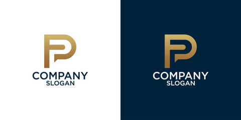 initial p abstract monogram logo vector design