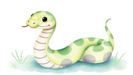 Fototapeta premium Cute cartoon snake character.