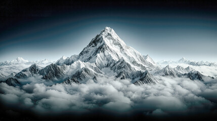 Obraz premium Majestic Winter Mountain Peaks A Stunning Snow-Covered Landscape, Showcasing the Beauty of Nature's Towering Giants A Serene View of Snow-Capped Summits in Winter's Embrace