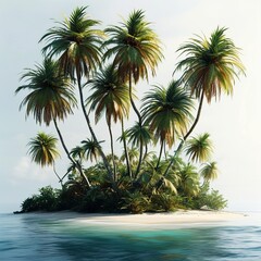 Fototapeta premium a small lost island with palm trees on a white background