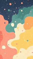 Colorful abstract pattern with wavy organic shapes and dots