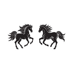 rider horse silhouette vector, black and white silhouette, vector and illustration
