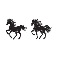 rider horse silhouette vector, black and white silhouette, vector and illustration