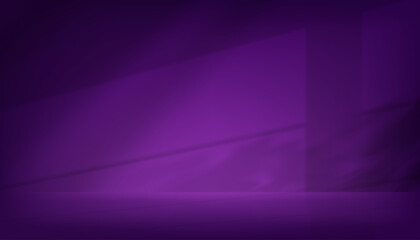 Purple Background 3d Studio Room with Spotlights for Product Display,Dark Violet futuristic with light,shadow gradient on wall and floor.Modern abstract backgrounds design for technology