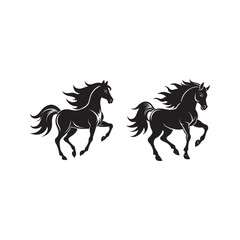 rider horse silhouette vector, black and white silhouette, vector and illustration