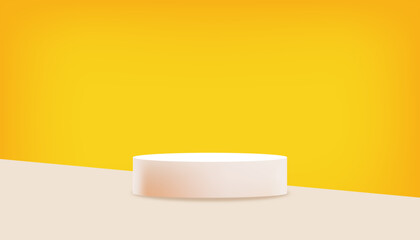 Yellow Background Studio Room with Shadow,Light on Wall and Floor,Platfrom Podium Display for Autumn,Fall Product,Vector Sence mock up stage stand for Thanksgiving banner