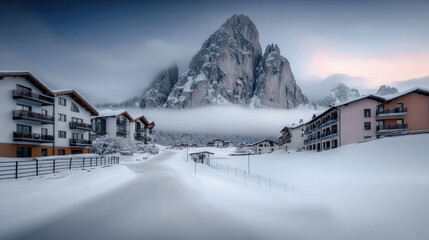 Majestic Winter Mountain Peaks A Stunning Snow-Covered Landscape, Showcasing the Beauty of Nature's Towering Giants A Serene View of Snow-Capped Summits in Winter's Embrace