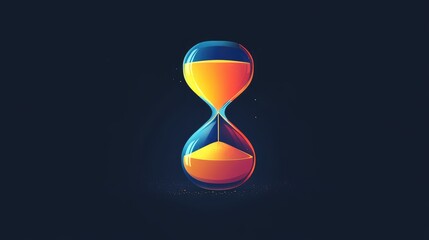 Vibrant Neon Hourglass on Dark Background Symbolizing Passage of Time and Modern Design