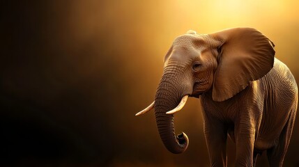 Obraz premium An elephant, silhouetted against a dark backdrop, bears long tusks Light beams from behind, illuminating the scene