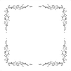 Vegetal  frame with grapevine, decorative corners for greeting cards, banners, business cards, invitations, menus. Isolated vector illustration.	