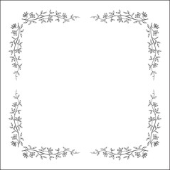 Vegetal floral frame with berries, autumn frame, decorative corners for greeting cards, banners, business cards, invitations, menus. Isolated vector illustration.	