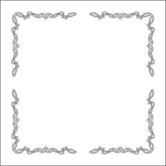 Elegant black and white ornamental frame, decorative border, corners for greeting cards, banners, business cards, invitations, menus. Isolated vector illustration.	

