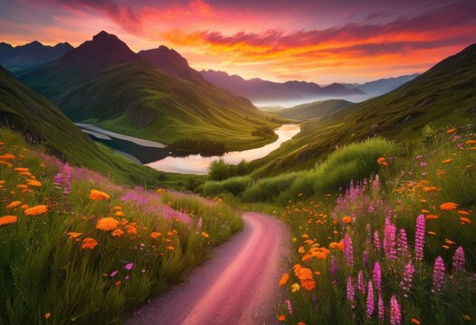 vibrant landscapes captured during memorable road trips through scenic routes breathtaking views, scenery, nature, travel, highway, mountain, sunset