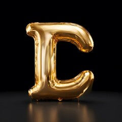 gold balloon of alphabet C in a shiny finish isolated on a transparent background