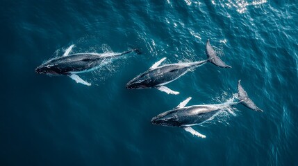 Fototapeta premium killer whales swimming in the ocean view from above