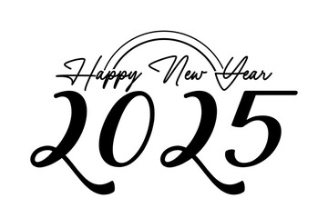 Happy new year 2025 banner black and white background vector, happy new year 2025 vector.