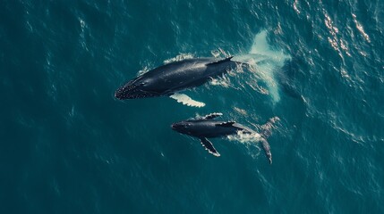 Obraz premium killer whales swimming in the ocean view from above