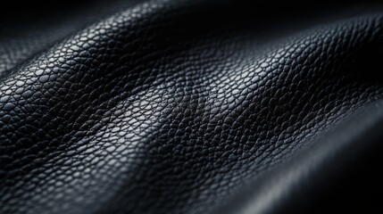 Textured Black Leather Fabric Background
