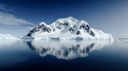 ImageMajestic Winter Mountain Peaks A Stunning Snow-Covered Landscape, Showcasing the Beauty of Nature's Towering Giants A Serene View of Snow-Capped Summits in Winter's Embrace