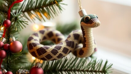 Naklejka premium Snake Christmas tree toy.