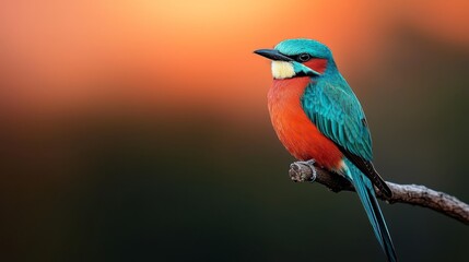 Obraz premium A colorful bird perched on a branch against a blurred background