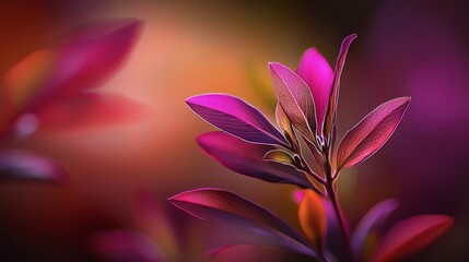 Fototapeta premium A tight shot of a purple bloom against a hazy backdrop of red and yellow foliage