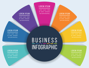 Infographic design 7 steps, objects, elements or options infographic business template
