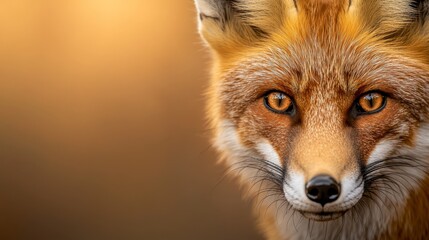 Fototapeta premium A red fox's face, with eyes softly Focused and background blurred
