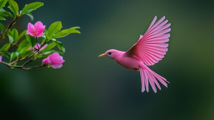 Obraz premium green and pink flowered foliage, softly