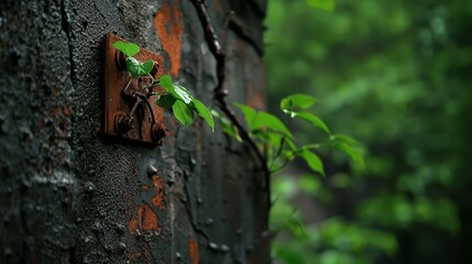 a tiny plant sprouts from its side crack