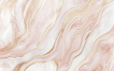 Elegant pink marble texture with gold veins in a flowing design for stylish backgrounds or decorative elements