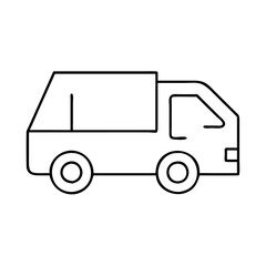 Fototapeta premium Van line art, minimalistic style, black and white, commercial transport icon