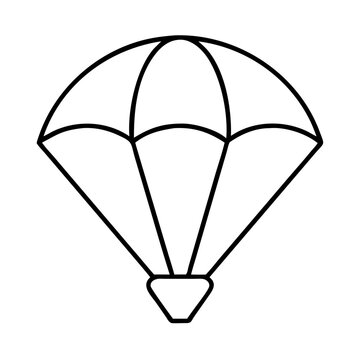 recommend clip art: Parachute line art, minimalistic style, black and white, adventure sport icon