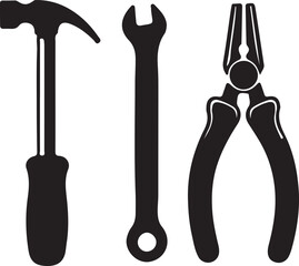 Hardware tools  silhouette vector style
